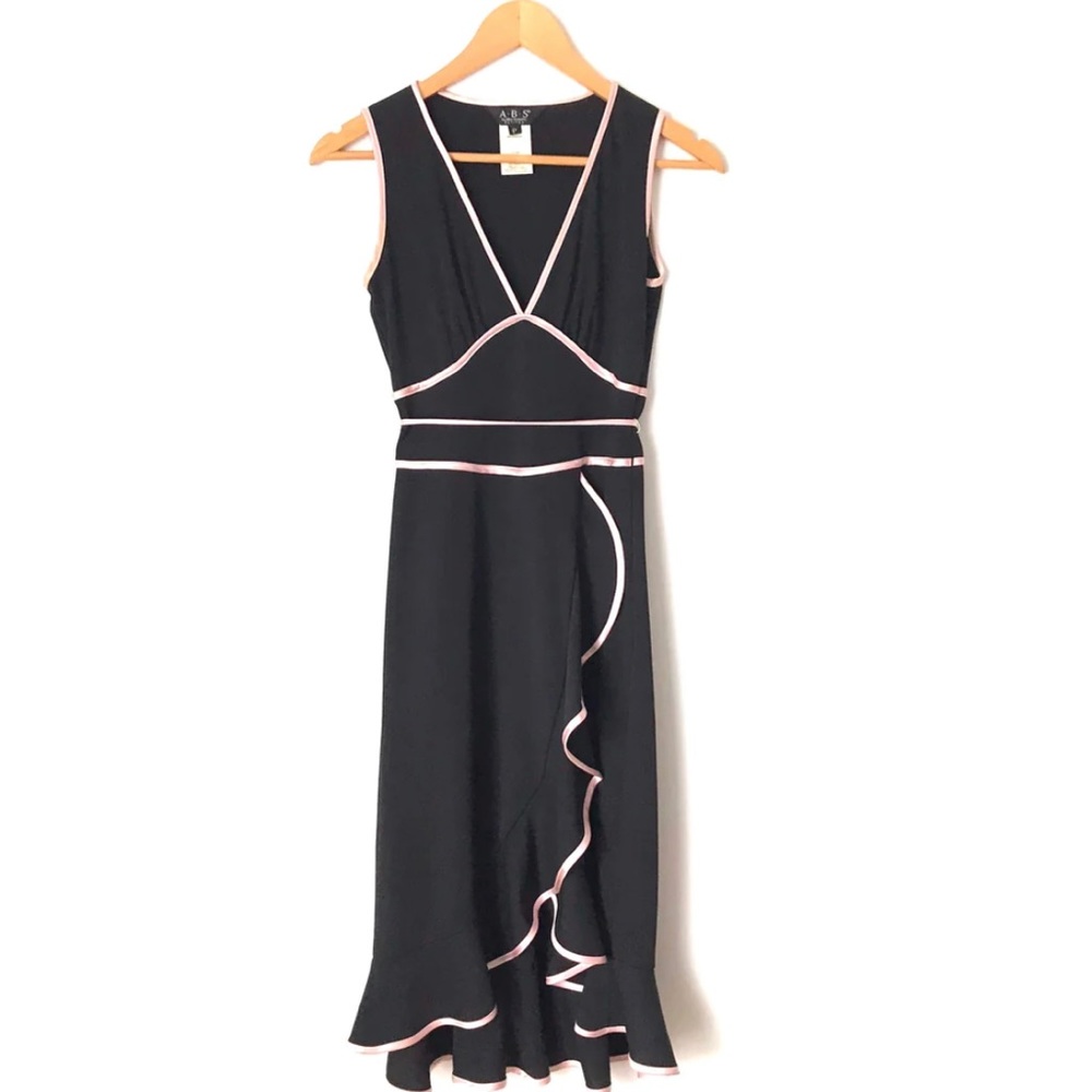 💵3/$20 ABS Allen Schwartz Black and Pink Midi Dress